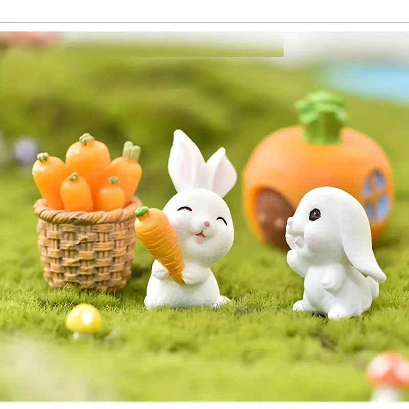 Classic Style Plastic Cartoon Rabbit Miniatures for Tabletop Decor