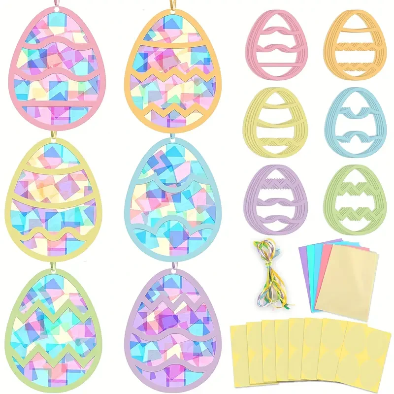 Easter Egg Craft Kits Easter Tissue Paper Suncatchers Bulk Stained Glass Effect