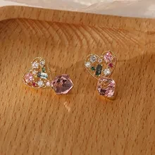 New Retro Love Color Zircon Earrings