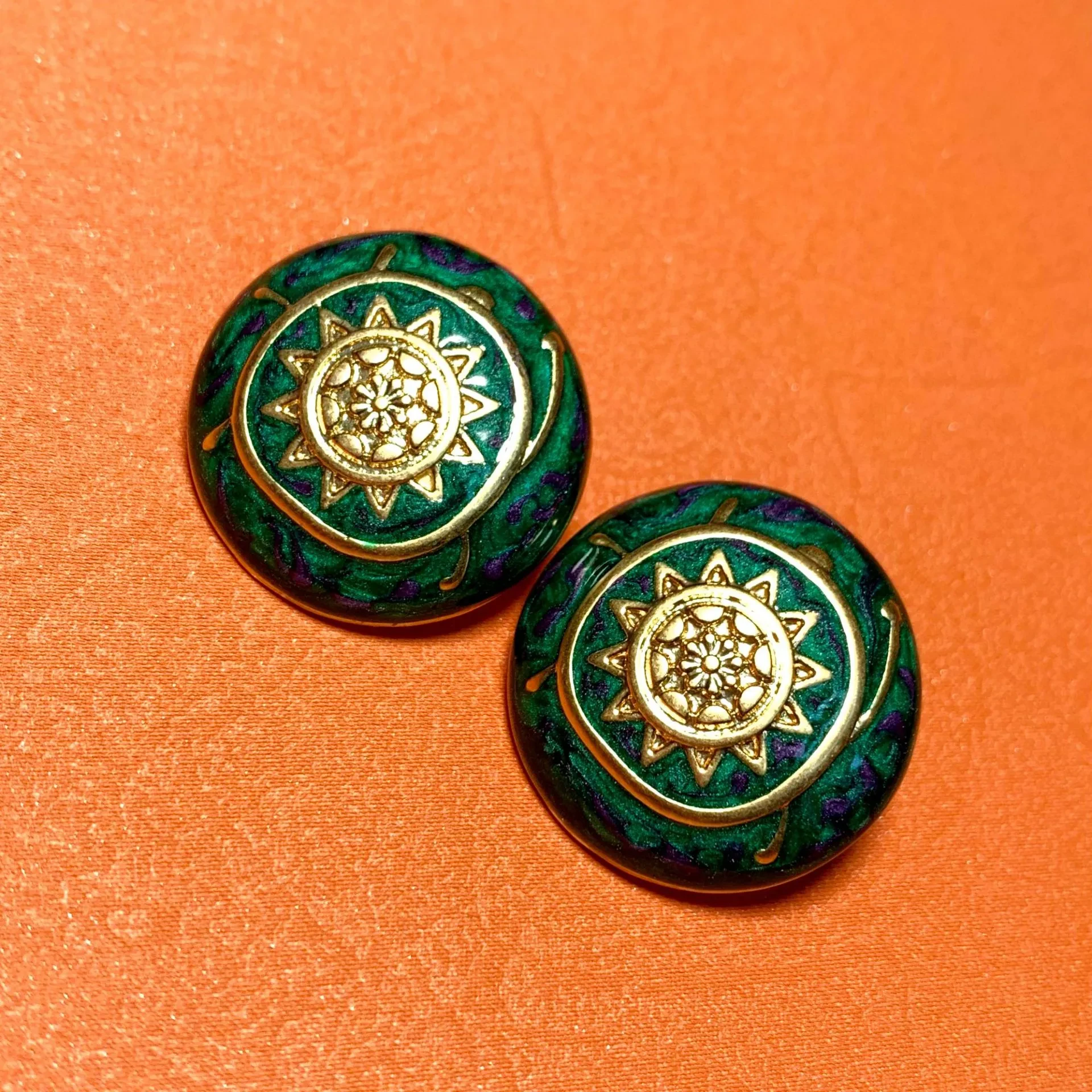 Gilding Ornament Four-leaf Clover Drop Oil Enamel Ear Studs