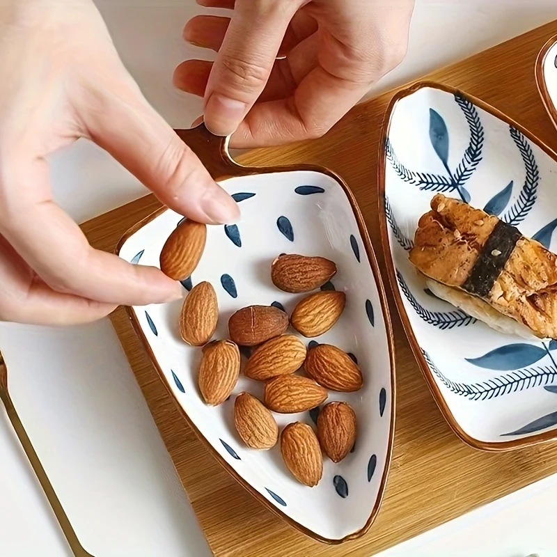 Japanese Hand-Painted Ceramic Sushi Snack Plate