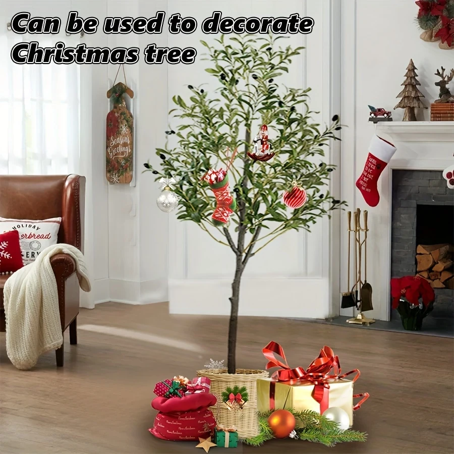 Olive Tree Simulation Plant Artificial Decor Floor Standing Ornament Olive Tree Plant Outdoor Indoor Living Room Bedroom Modern Decoration Ornaments Easy Cleaning - 1.2/1.5/1.8m