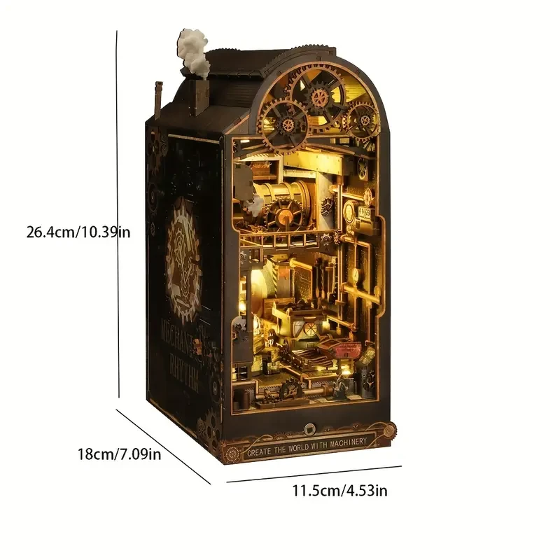 Mechanical Rhythm Bookshelf Assembly Building Model Micro DIY Handmade House Set