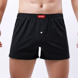 Loose Men's Underwear Breathable Fabric Silky Boxers Black
