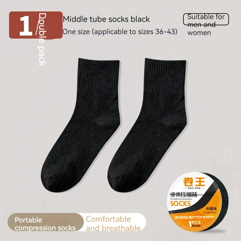 Disposable Socks Roll King Mid-calf Men's Travel Socks Sports And Leisure Tube Socks Black