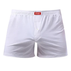 Loose Men's Underwear Breathable Fabric Silky Boxers White