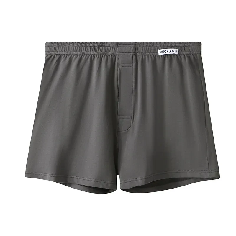 Loose Breathable Plus Size Men's Underwear Solid Color Boxers Dark Gray