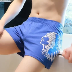 Men's Underwear Loose Boxer Plus Size Cotton Pajama Pants Blue
