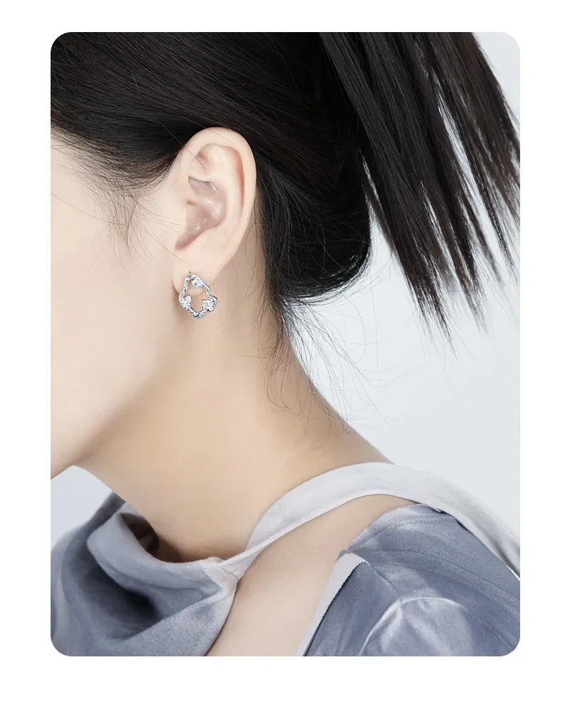 High-grade Temperament Irregular Hollow-out Diamond Stud Earrings For Women