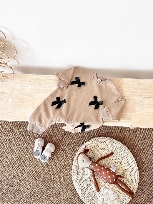 Girls' Fashion Personalized Bow Round Neck Jumpsuit