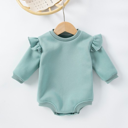 Men's And Women's Baby Long Sleeved Romper Solid Color