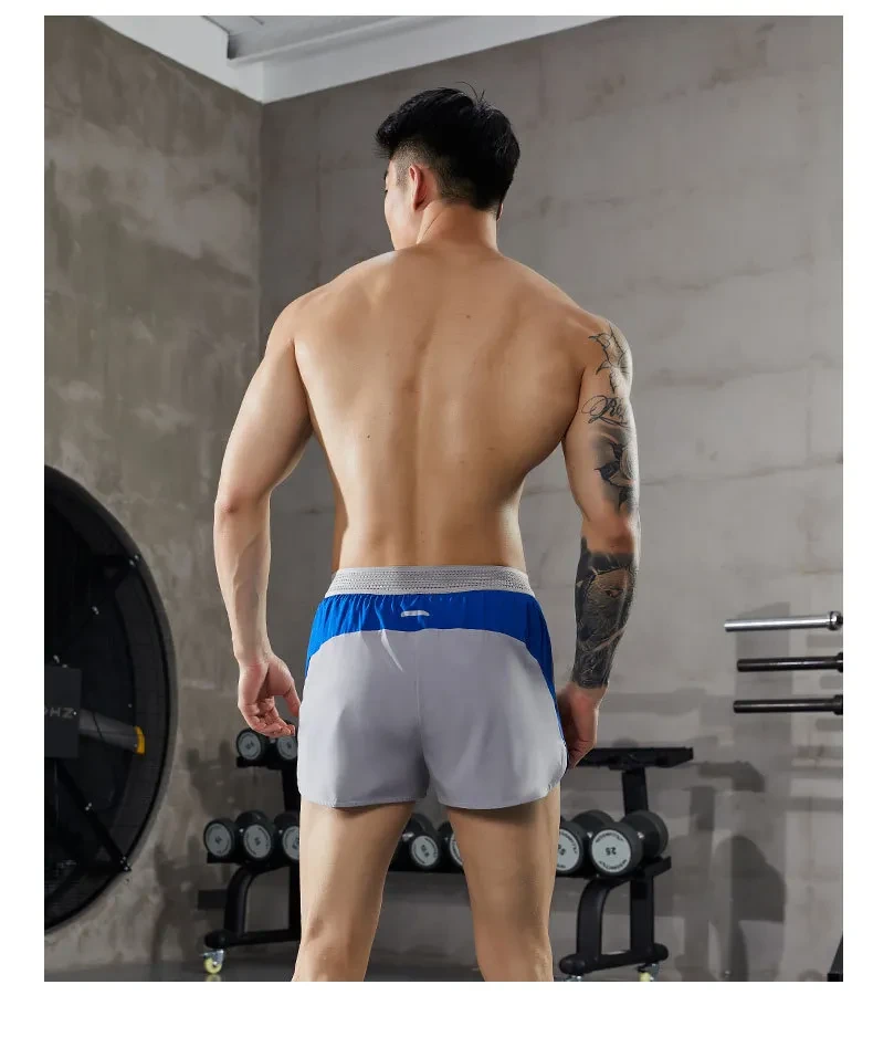 Summer Marathon Running Double-layer Breathable Quick-drying Wicking Fitness Shorts Gray