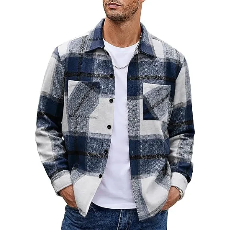 Men's High-end Thermal Plaid Padded Shirt Coat