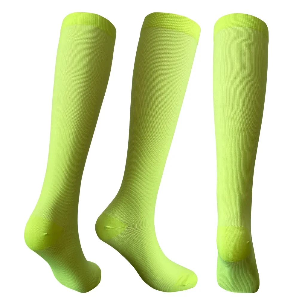 Solid Color Sports Compression Stockings Fitness Running Stockings Fluorescent Green