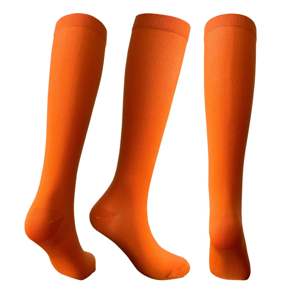 Solid Color Sports Compression Stockings Fitness Running Stockings Orange