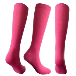 Solid Color Sports Compression Stockings Fitness Running Stockings Rose Red