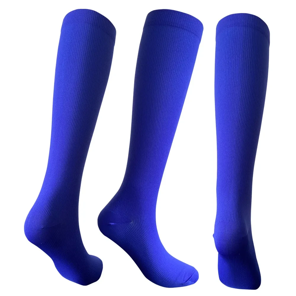 Solid Color Sports Compression Stockings Fitness Running Stockings Sapphire Blue