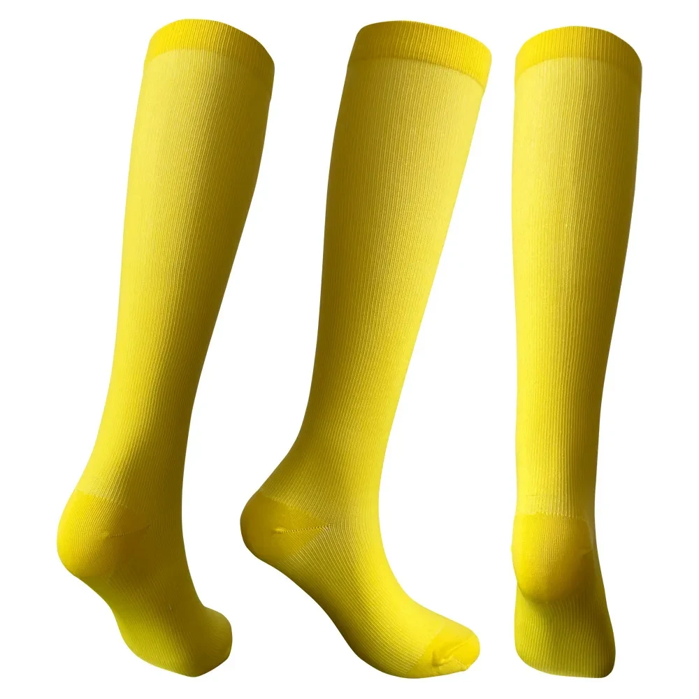 Solid Color Sports Compression Stockings Fitness Running Stockings Yellow