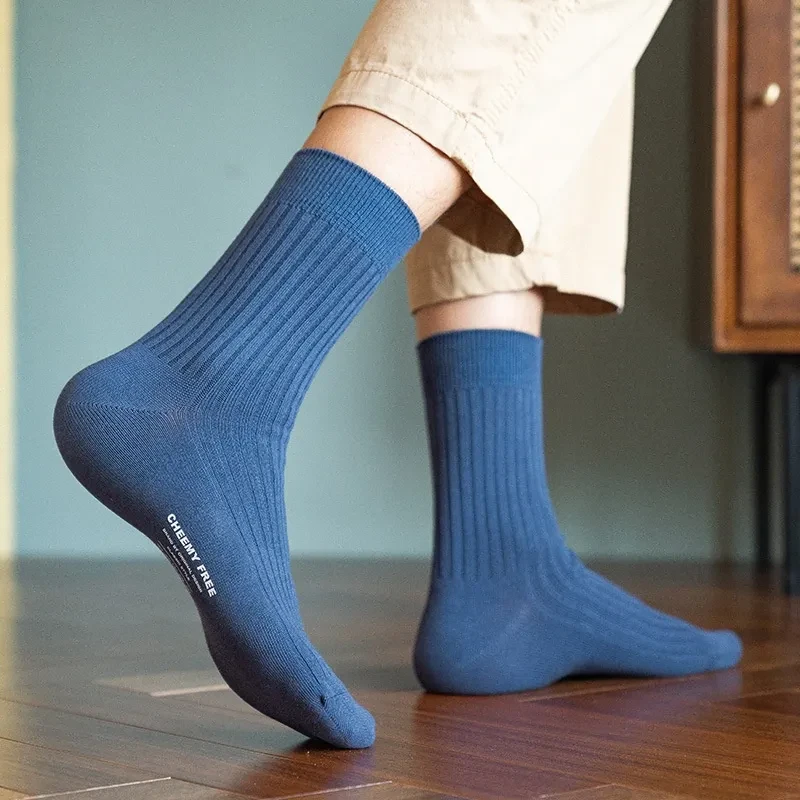 98 Australian Cotton Double Needle Socks Men's Business Blue
