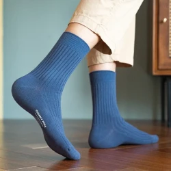 98 Australian Cotton Double Needle Socks Men's Business Blue