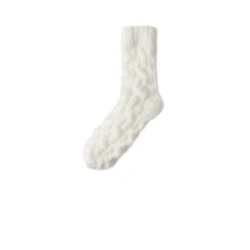 Coral Velvet For Male Home Room Socks Couple Style White