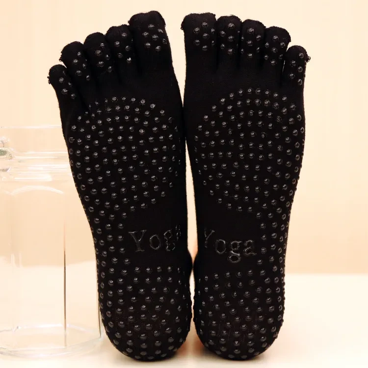 Men's Non-slip Cotton Sports Five-finger Socks Black