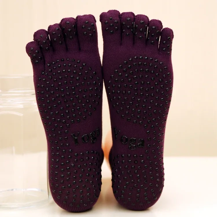 Men's Non-slip Cotton Sports Five-finger Socks Purple