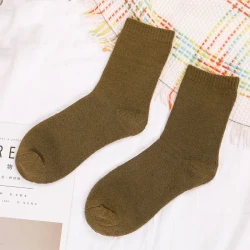 Towel Socks Winter Men's Thickened Plus Velvet Cotton Socks Army Green