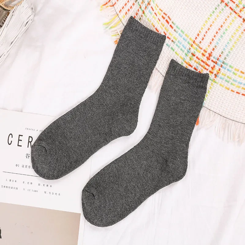 Towel Socks Winter Men's Thickened Plus Velvet Cotton Socks Dark Grey