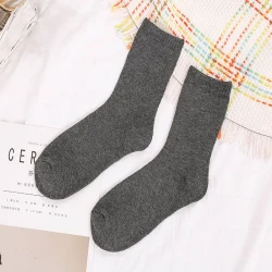 Towel Socks Winter Men's Thickened Plus Velvet Cotton Socks Dark Grey