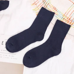 Towel Socks Winter Men's Thickened Plus Velvet Cotton Socks Navy Blue