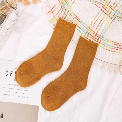 Towel Socks Winter Men's Thickened Plus Velvet Cotton Socks Yellow