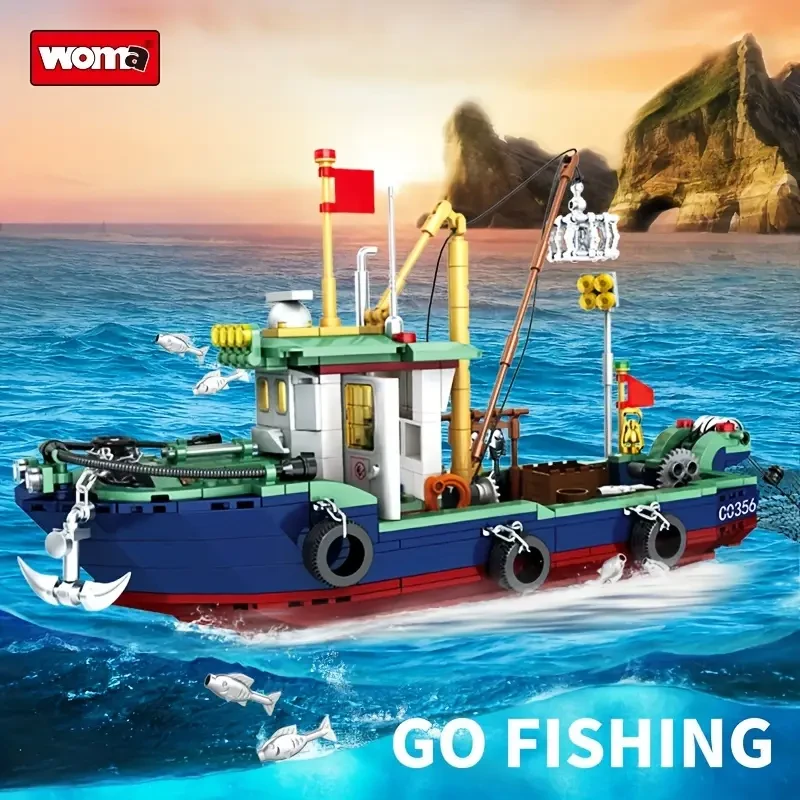 WOMA Go Fishing Boat Building Blocks Set
