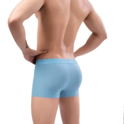 Ice Silk Underwear Men's Casual Cut Boxers Seamless Close-fitted And Comfortable Modal Mid-rise Pants Light Blue