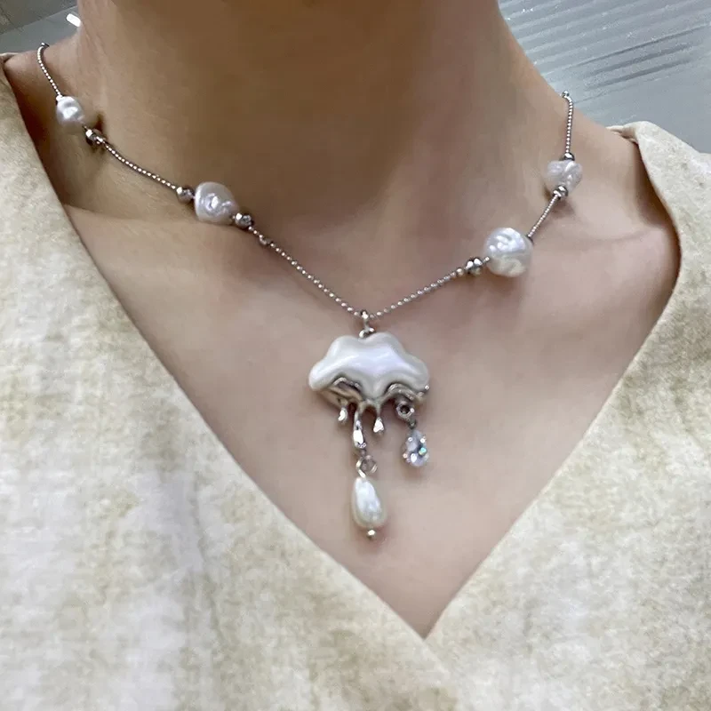 Cloud Water Drop Zircon Pendant Necklace