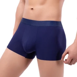 Ice Silk Underwear Men's Casual Cut Boxers Seamless Close-fitted And Comfortable Modal Mid-rise Pants Sapphire Blue