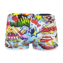 Funny Cartoon Printed Boxer Swimming Trunks Men