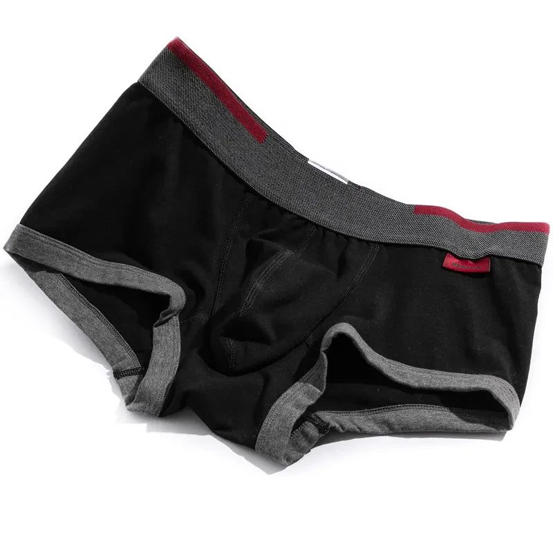 Men's Purified Cotton Underwear Personality Solid Color Boxers Black