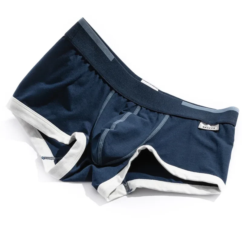 Men's Purified Cotton Underwear Personality Solid Color Boxers Dark Gray Blue