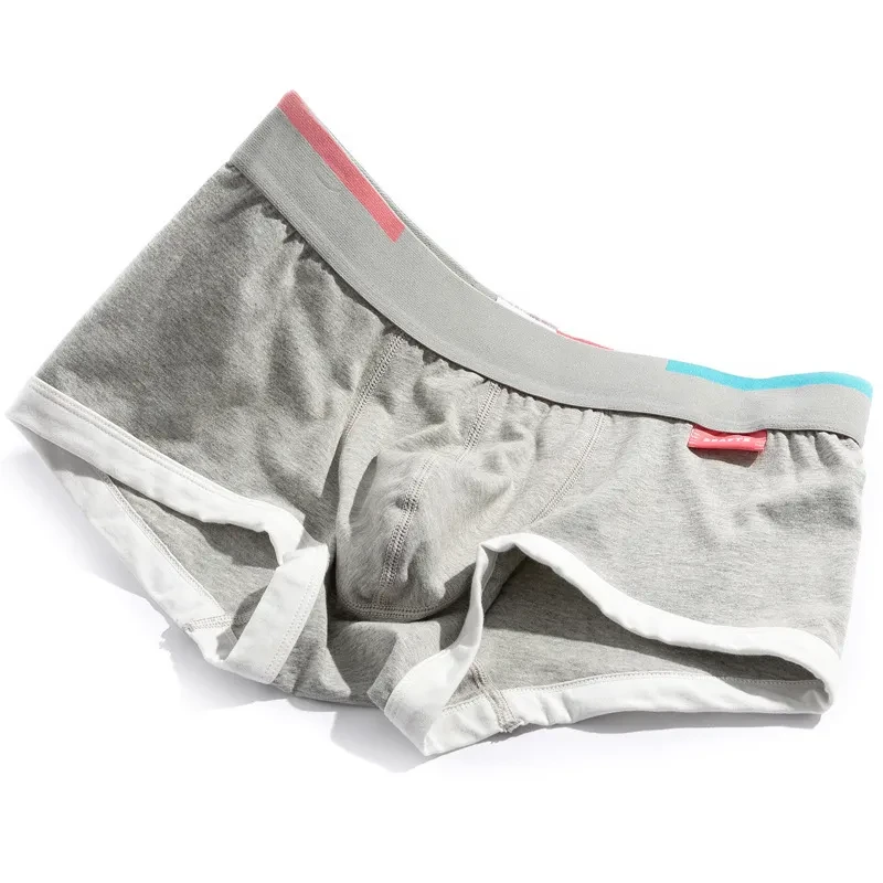 Men's Purified Cotton Underwear Personality Solid Color Boxers Light Gray