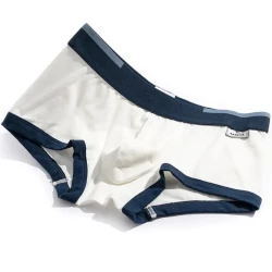 Men's Purified Cotton Underwear Personality Solid Color Boxers White Blue