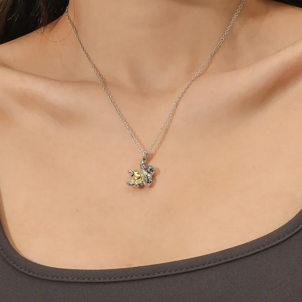 Silver Small Tree Lazy Pendant Necklace