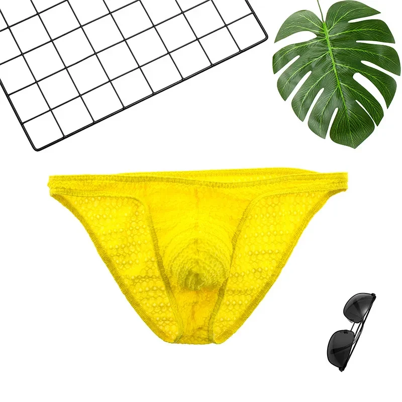 Men's Underwear Thin Lace Breathable Quick-drying Triangle Yellow