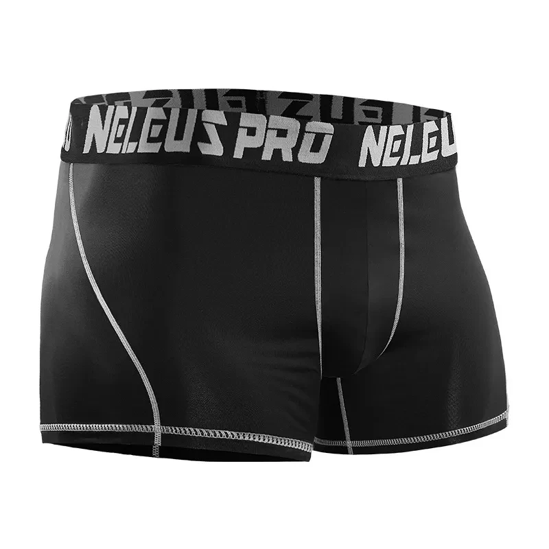 Anti-wear Leg Sports Men Running Underwear Black Trousers Gray Line