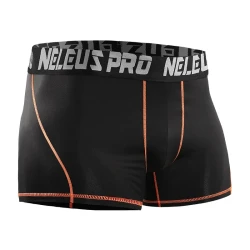 Anti-wear Leg Sports Men Running Underwear Black Trousers Orange Line