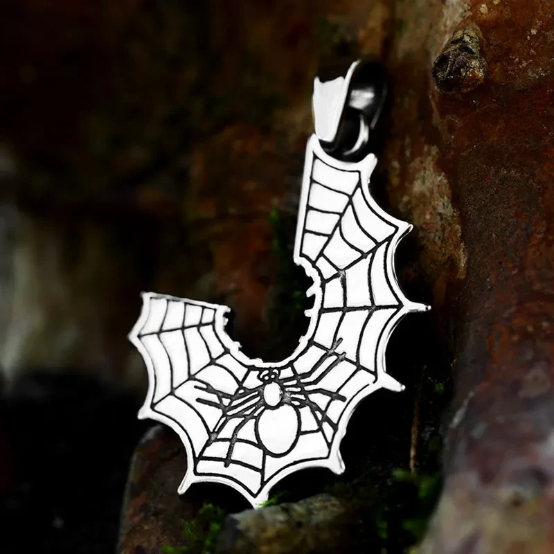 Stainless Steel Spider Web Necklace Pendant