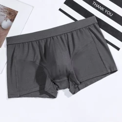 Men's Underwear Solid Color Boxers Breathable U Convex Dark Gray