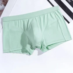 Men's Underwear Solid Color Boxers Breathable U Convex Light Blue