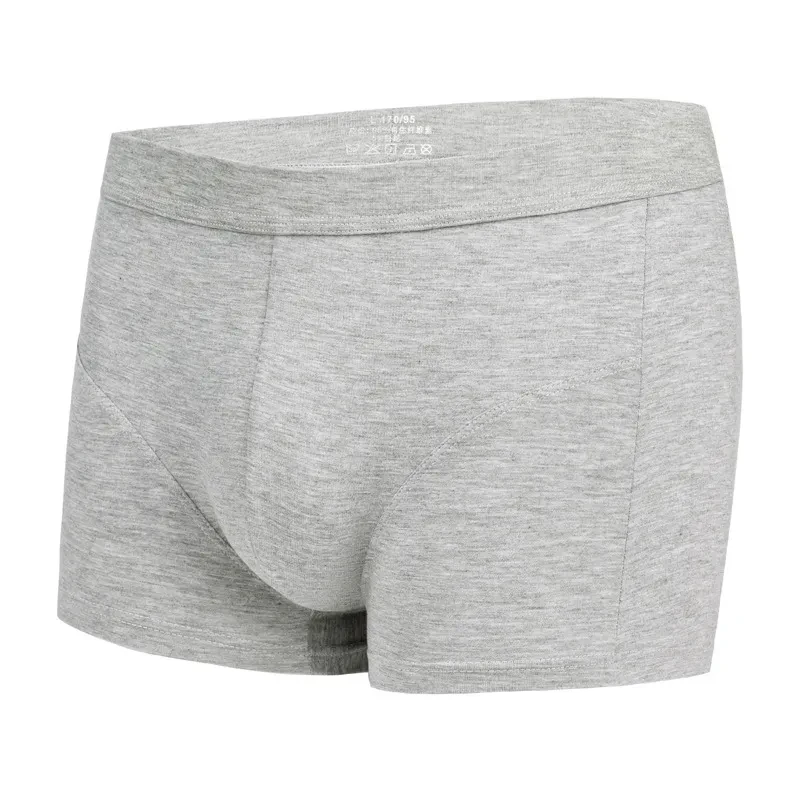 Men's Underwear Solid Color Boxers Breathable U Convex Light Gray