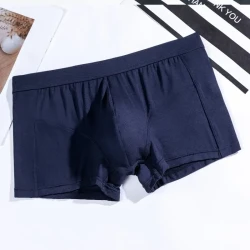 Men's Underwear Solid Color Boxers Breathable U Convex Sapphire Blue